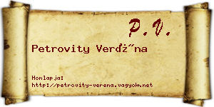 Petrovity Veréna névjegykártya